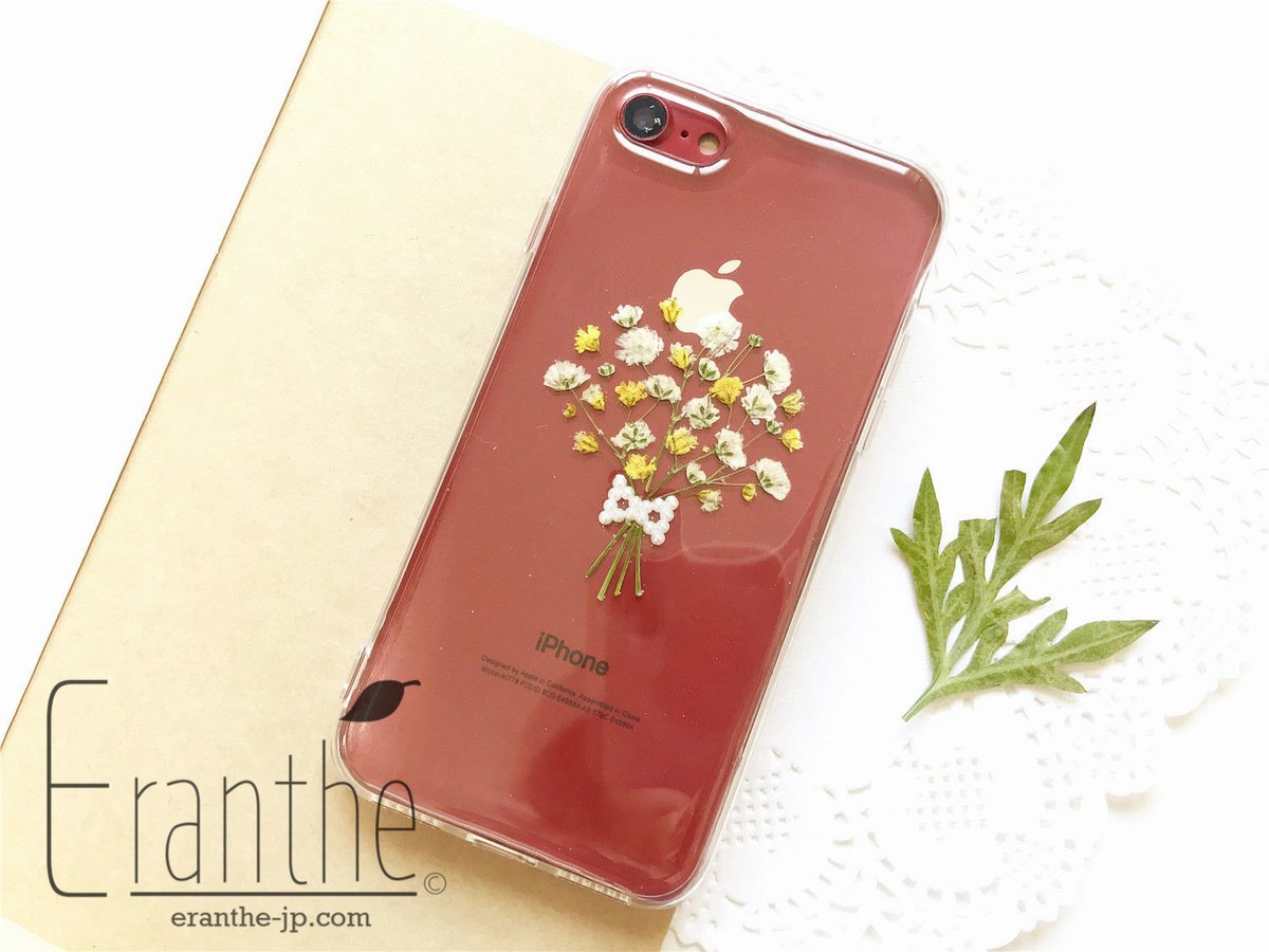 清い心・幸福』かすみ草・.｡*・:スマホケース・.｡*・: 押し花 ケース  