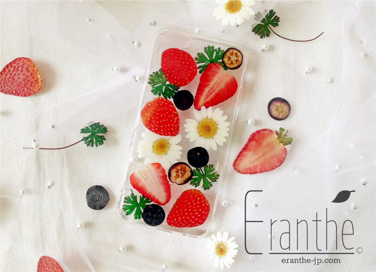 いちご 』押し花 ドライフラワー フルーツ スマホケース iPhone ケース