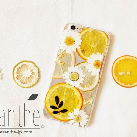 『レモン』押し花 ドライフラワー フルーツ スマホケース iPhone ケース
