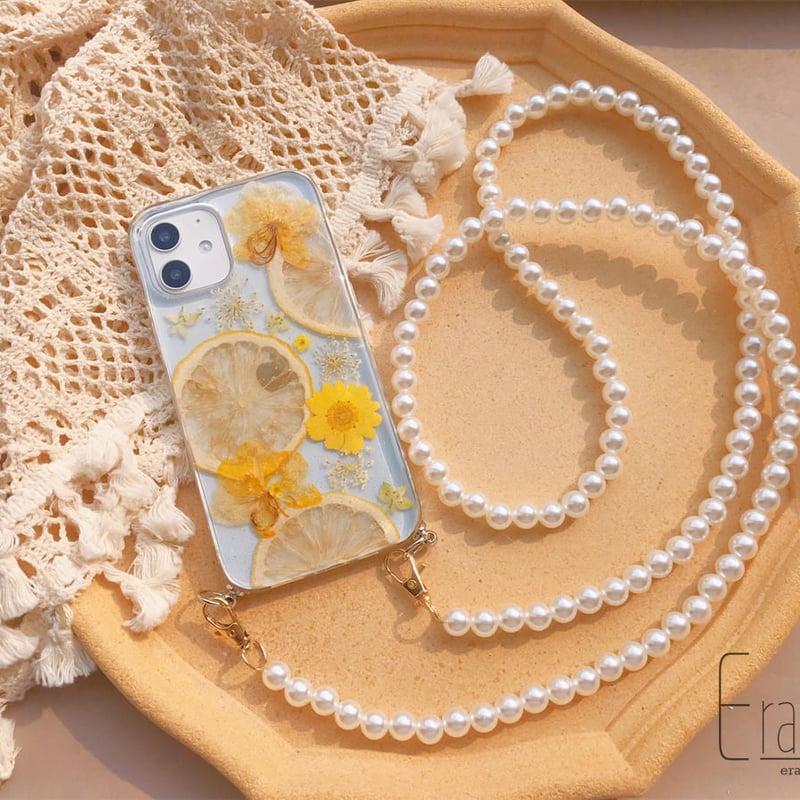 スマホショルダー チェーンケース フレッシュな香りが漂う押し花