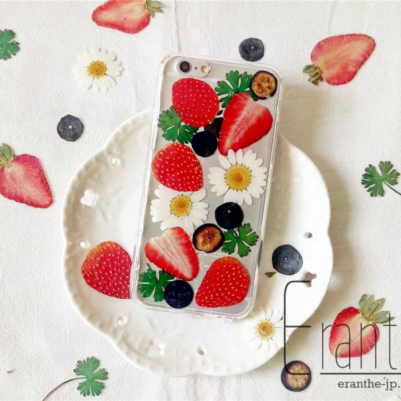 いちご 』押し花 ドライフラワー フルーツ スマホケース iPhone