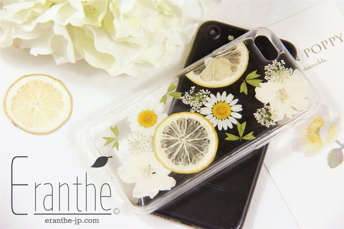 レモン』押し花 ドライフラワー フルーツ スマホケース iPhone レモン』押し花 ドライフラワー フルーツ スマホケース iPhone