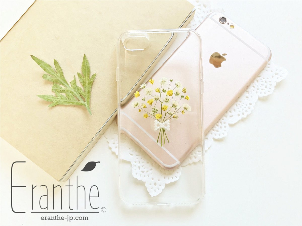 清い心・幸福』かすみ草・.｡*・:スマホケース・.｡*・: 押し花 ケース  