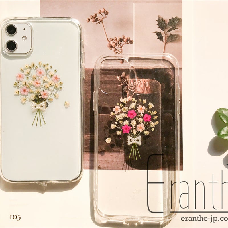親切・幸福・感謝』 かすみ草 スマホケース 人気 iPhone 押し花ケース 