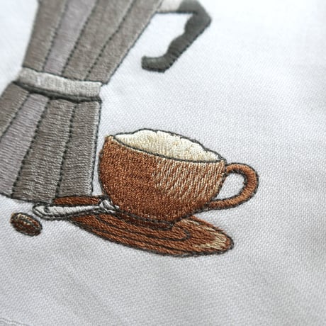 MAWISS　刺繍のキッチンクロス　コーヒー