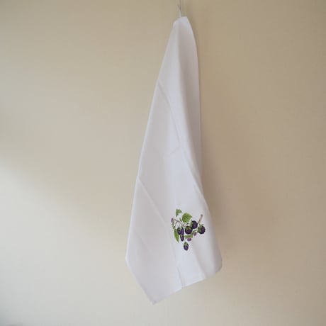 MAWISS　刺繍のキッチンクロス　ブラックベリー
