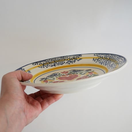 プレート（Ｌ）／小鳥とカーネーション　24.5ｃｍ