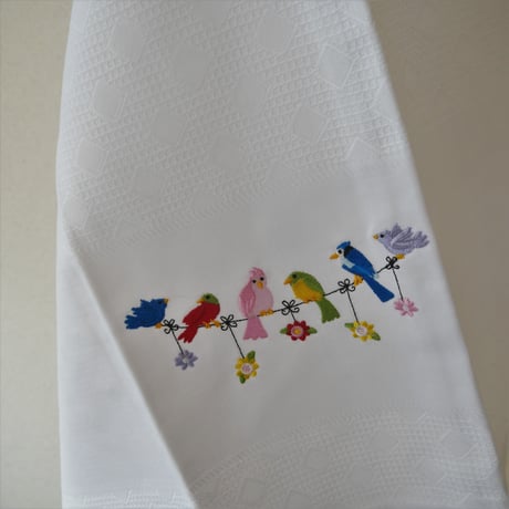 MAWISS　刺繍のキッチンクロス　インコ