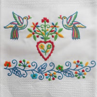 MAWISS　刺繍のキッチンクロス　恋人たちのハンカチ