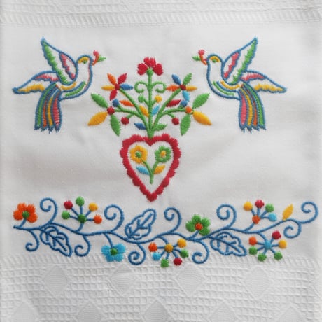 MAWISS　刺繍のキッチンクロス　恋人たちのハンカチ