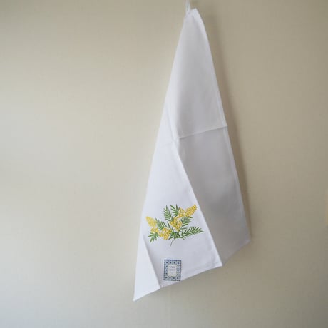 MAWISS　刺繍のキッチンクロス　ミモザ