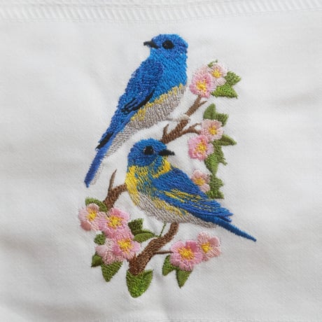 MAWISS　刺繍のキッチンクロス　青い鳥