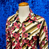 70’s 花柄 ストライプ シャツ