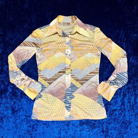 70’s HUKAPOO 和柄 ディスコシャツ