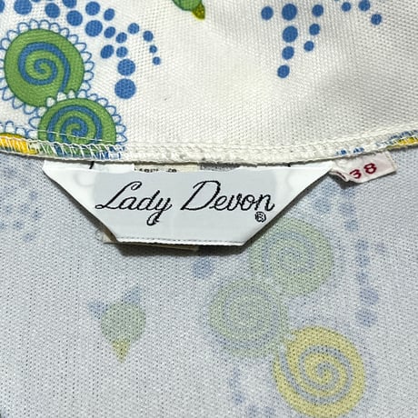 70’s Lady Devon なぞ柄 ポリエステル シャツ