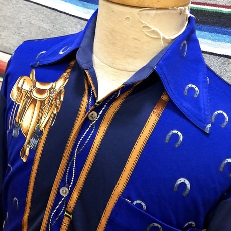 70’s～80’s サドル、蹄鉄 柄 ポリエステル シャツ