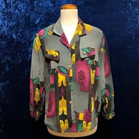 レトロ ポリエステル 柄シャツ