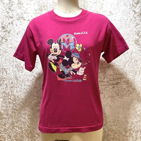 80S ヴィンテージ ミッキー ミニー フラワープリント Tシャツ ディズニー