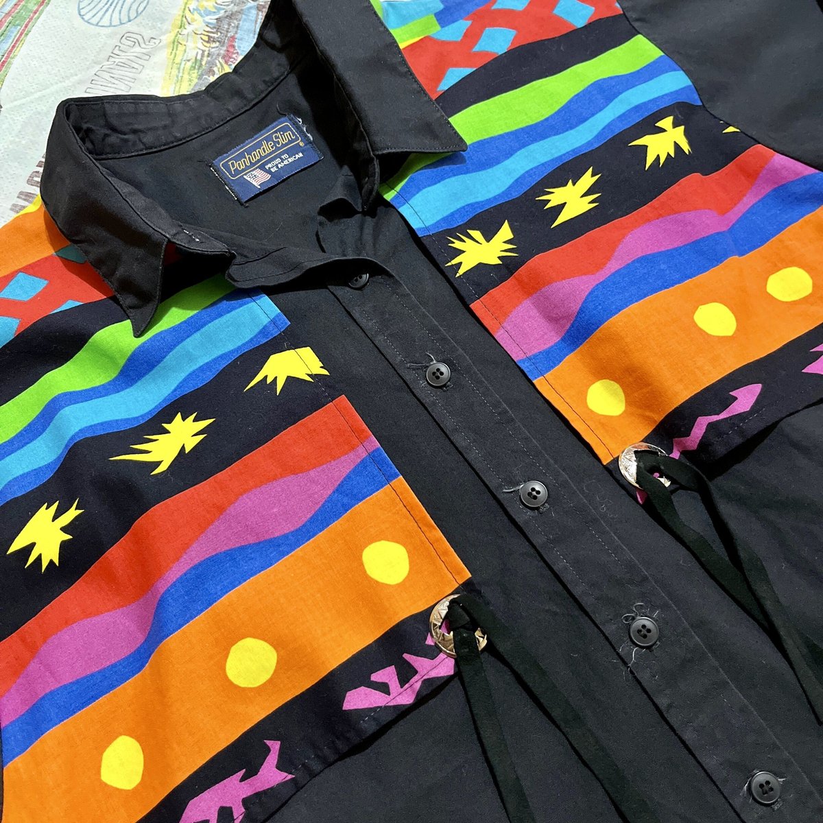pangandle slim 70's 80's ウエスタンシャツ　ネイティブ柄 80's pangandle slim ウエスタンシャツ ネイティブ柄 - メルカリ