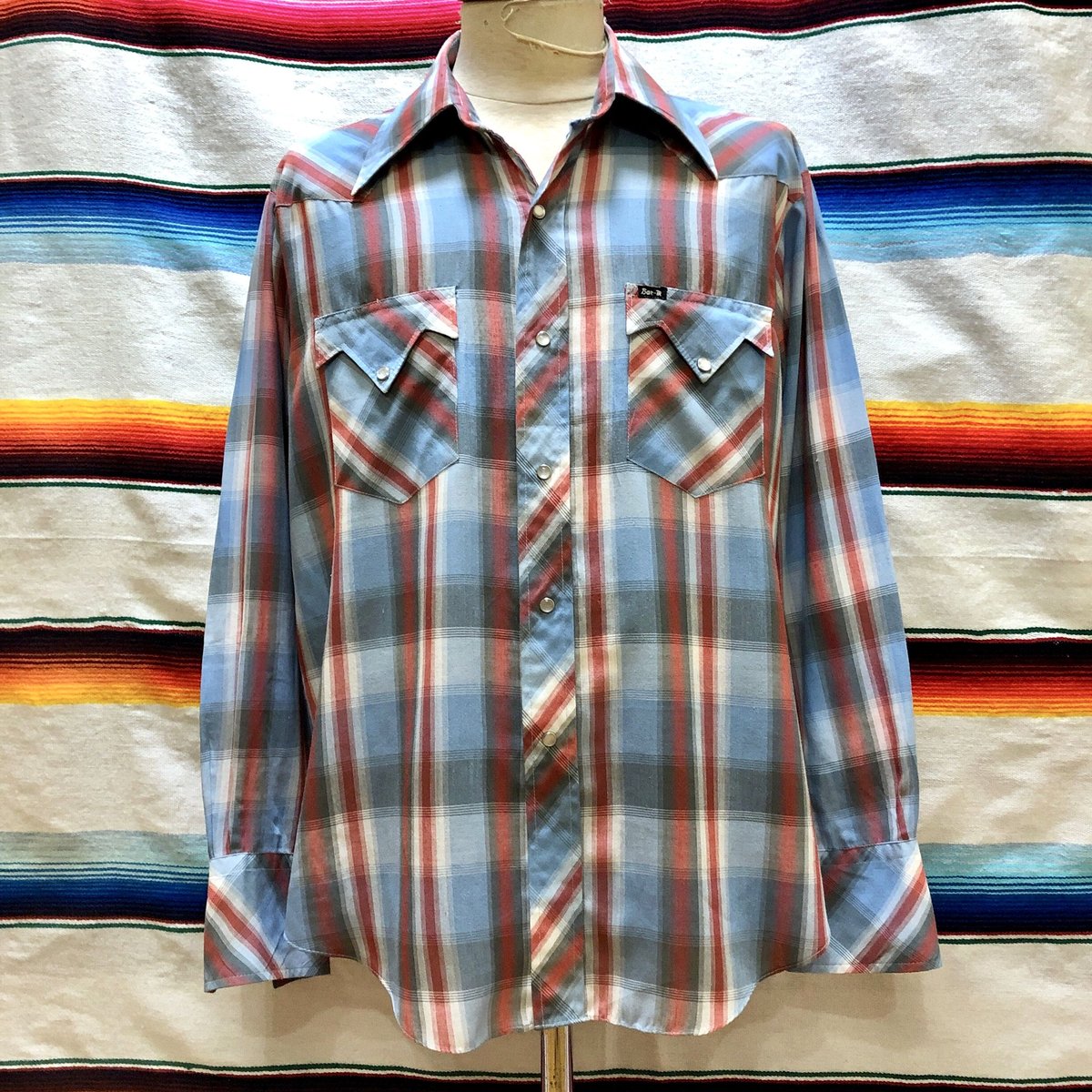 BAR-m RANCHER ウエスタンシャツ 青 刺繍 花柄70s fit=scale-down,w=1200