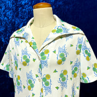 70’s Lady Devon なぞ柄 ポリエステル シャツ