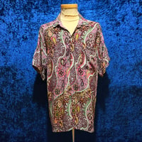 100% Cotton Hand Made in INDONESIA ペイズリー サイケ シャツ
