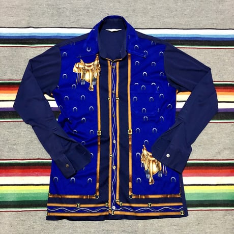 70’s～80’s サドル、蹄鉄 柄 ポリエステル シャツ
