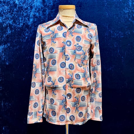 70'sビンテージ古着！アメリカ製 INK プリント 柄シャツ ディスコシャツ ディスコシャツ | STORES