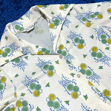 70’s Lady Devon なぞ柄 ポリエステル シャツ