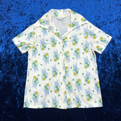 70’s Lady Devon なぞ柄 ポリエステル シャツ