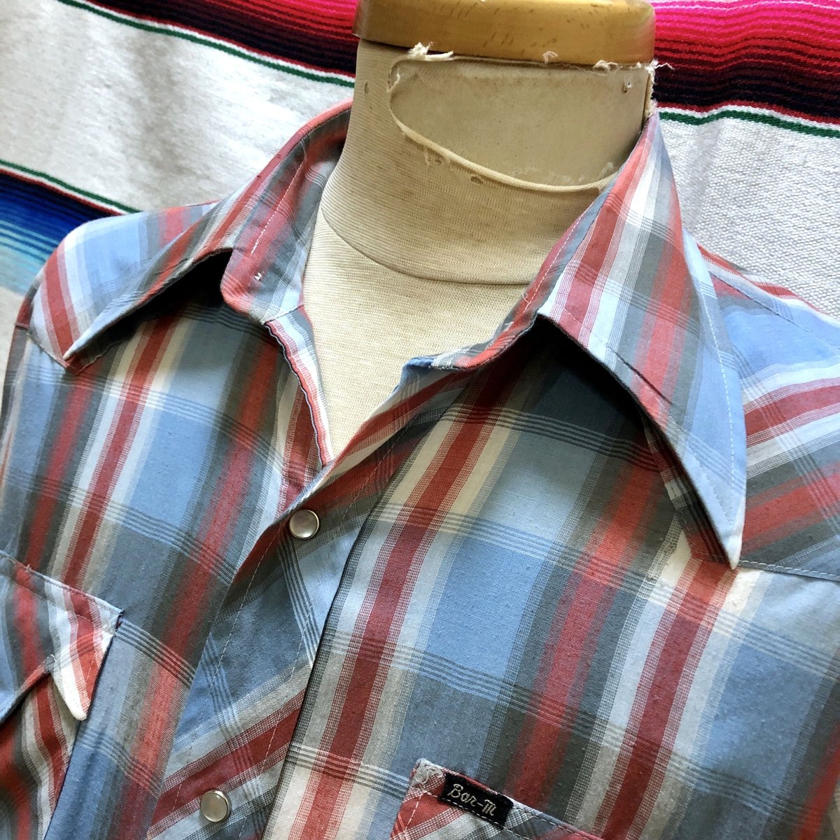 BAR-m RANCHER ウエスタンシャツ 青 刺繍 花柄70s fit=scale-down,w=1200