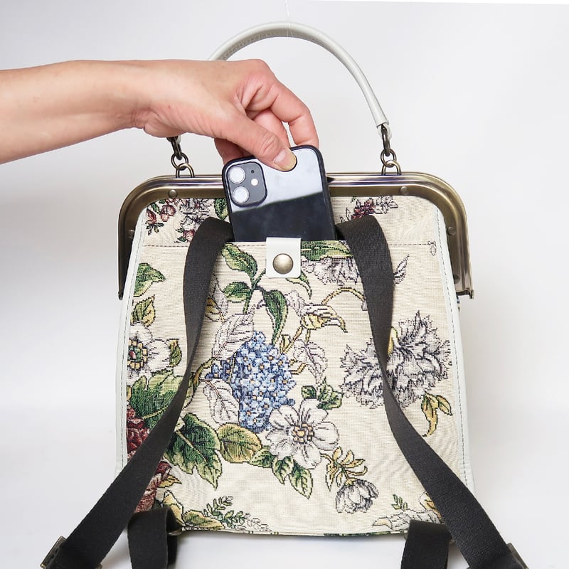 強撥水加工】リュックでもハンドでも！がま口ミニリュック スペイン