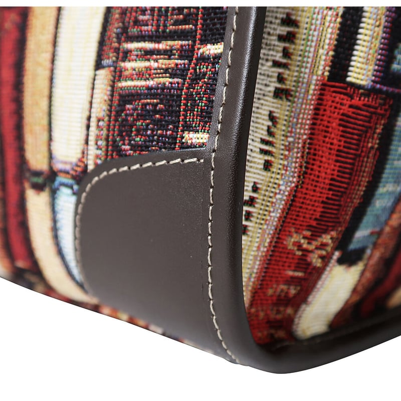 【美品✨】サポネッタ saponetta 本棚柄 ショルダーバッグ ゴブラン織 美品✨】サポネッタ saponetta 本棚柄 ショルダーバッグ