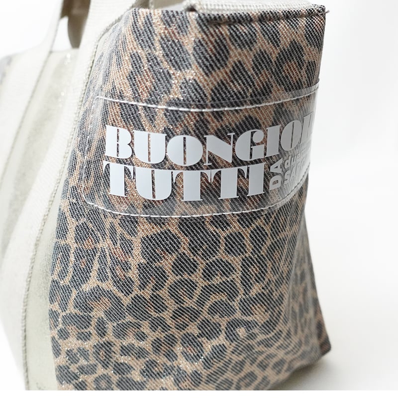 サポネッタ　新品未使用品　2wayヒョウ柄ばっく 2WAY】ヒョウ柄＊シャンパンゴールドピッグレザーのカジュアル