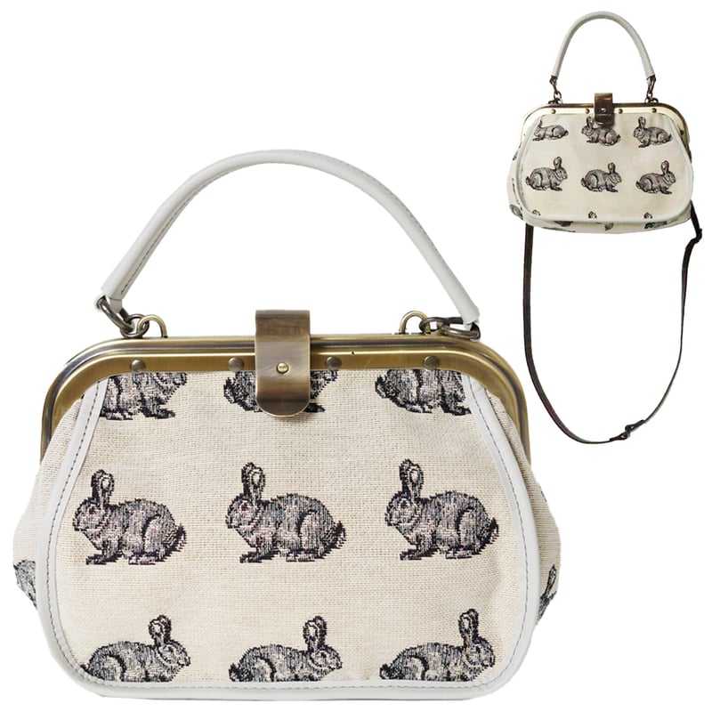 強撥水加工】がま口ポシェット スペインゴブラン ウサギ柄 | バッグ