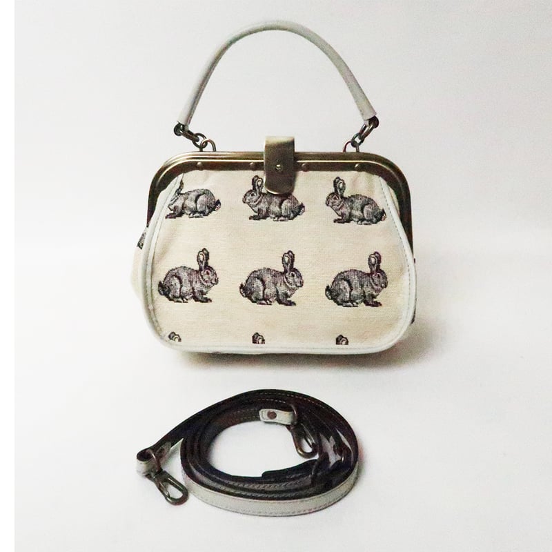 強撥水加工】がま口ポシェット スペインゴブラン ウサギ柄 | バッグ