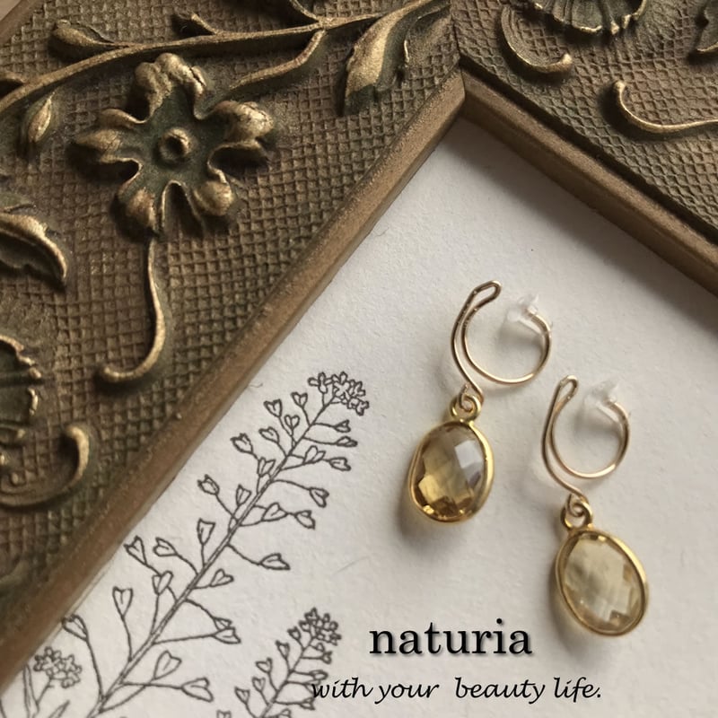 no.250＊14kgf グリーン系天然石しゃらしゃらイヤリング