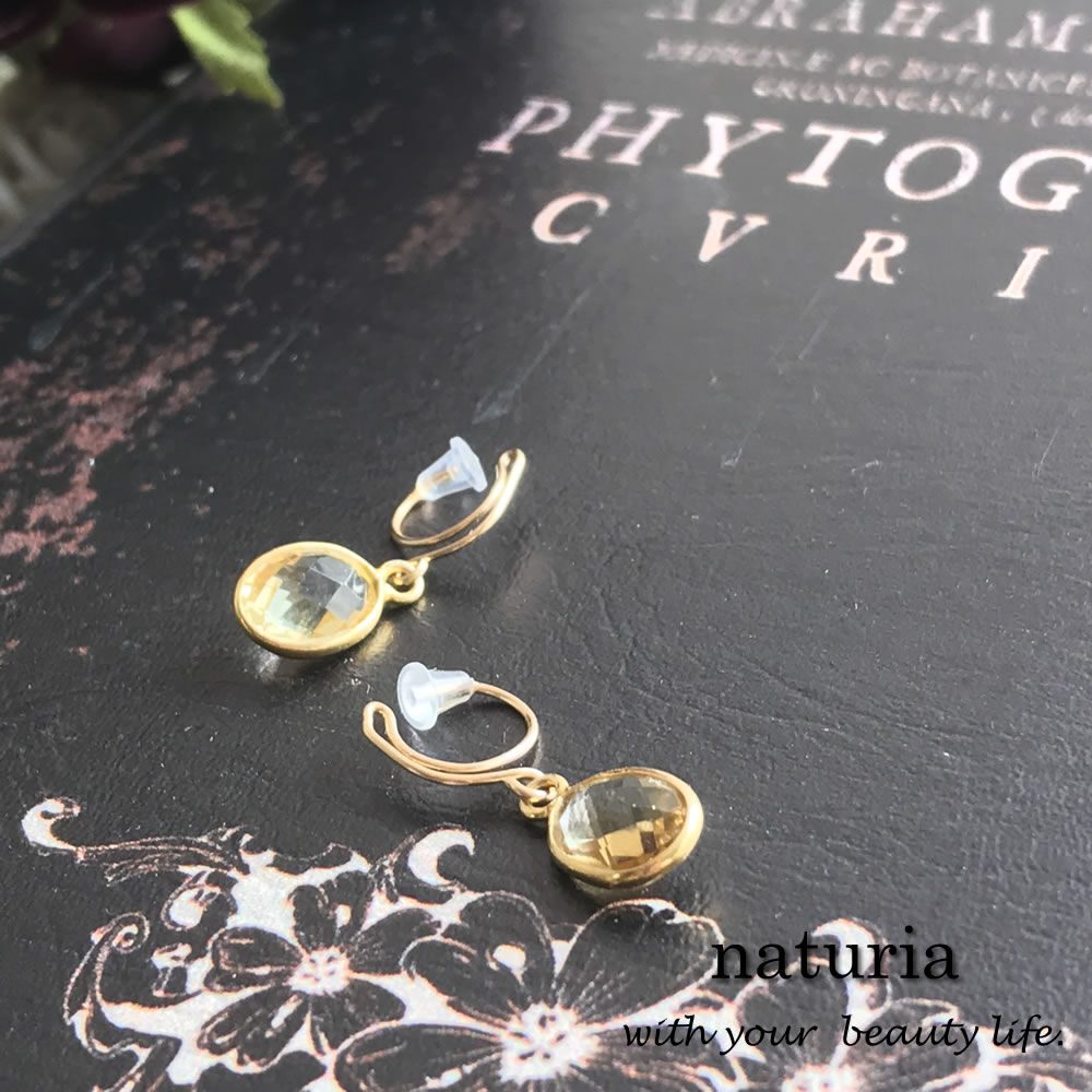 14kgfバイカラーシトリン・サファイアピアス/イヤリング 14kgfバイカラーシトリン・サファイアピアス/イヤリング