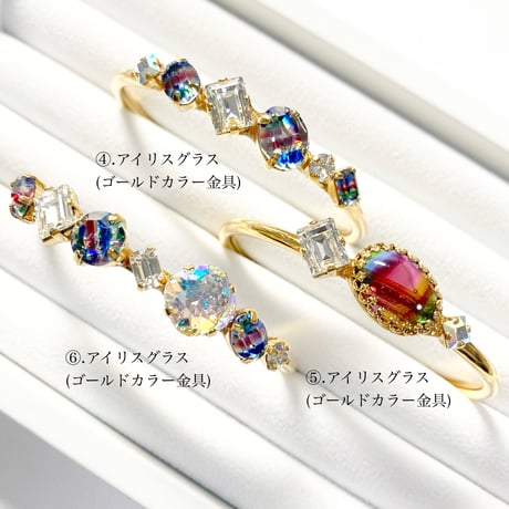 Iris glass/バングル(シルバーカラー金具＆ゴールドカラー金具)
