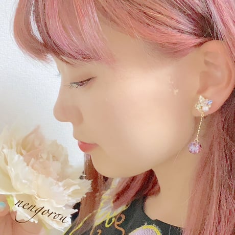 pluie/ピアス イヤリング(✣リーフグリーン)
