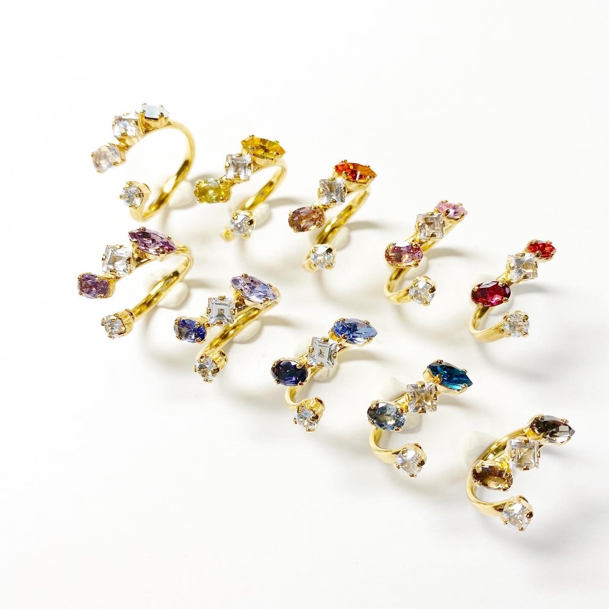 coffret gemstones/フォークリング 11号〜12号(✣ゴールドカラー金具) |