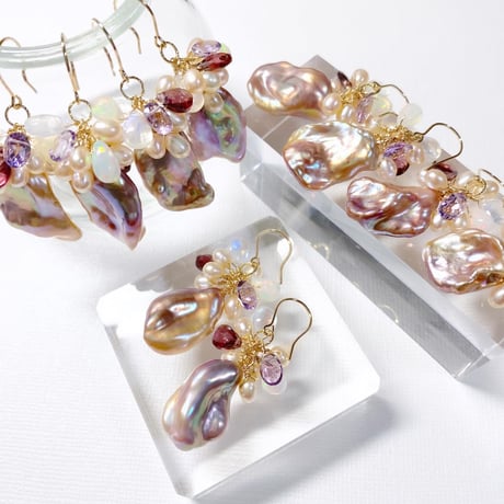 Baroque Pearl×Gemstone /ピアス イヤリング