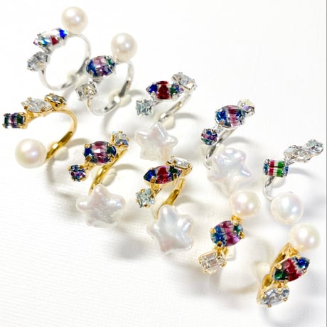 Iris glass/リング(約11号〜12号 シルバーカラー金具＆ゴールドカラー金具)