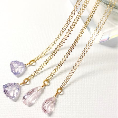 Ｍorganite＆Lavender Milky Quartz/14kgfネックレス