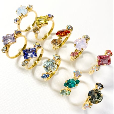 coffret/シングルリング 11号〜12号(✣ゴールドカラー金具)