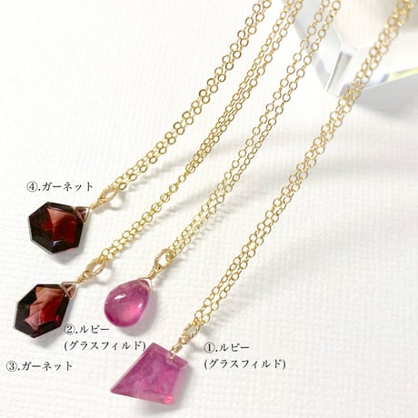 Ruby＆Garnet/14kgfネックレス