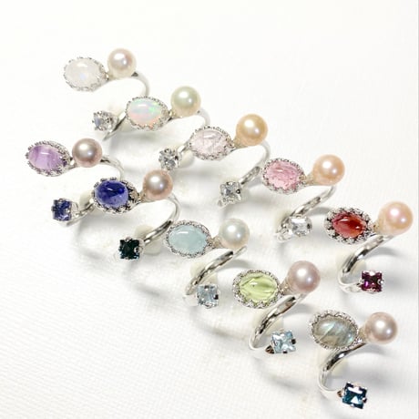 Candy gemstones/フォークリング 11号〜12号(✣シルバーカラー金具)