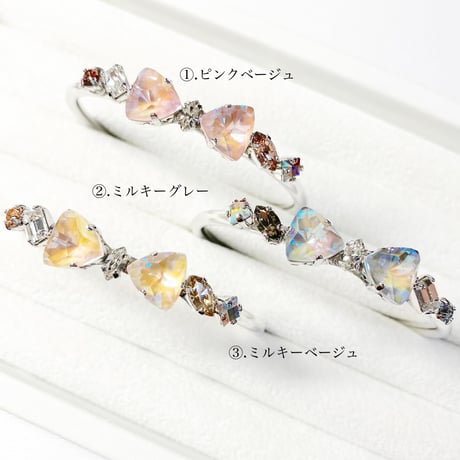 Ribbon bangle/バングル 約14cm (✣シルバーカラー金具)