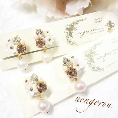primevère pearl/ピアス イヤリング(✣ベージュピンク)