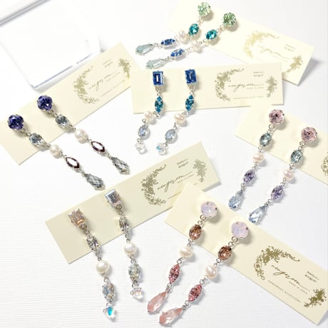 long bijou coffret/ピアス イヤリング (✣シルバーカラー金具)